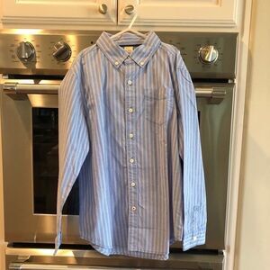 Boys blue and white stripped button shirt